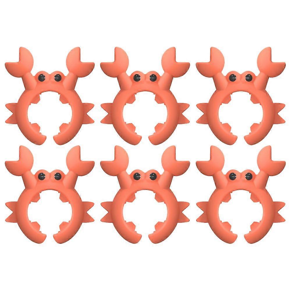 Silicone Crab Shaped Utensil Holder Heat Resistant Non Slip Pot Handle Clip Spoon Rest Red 6pcs