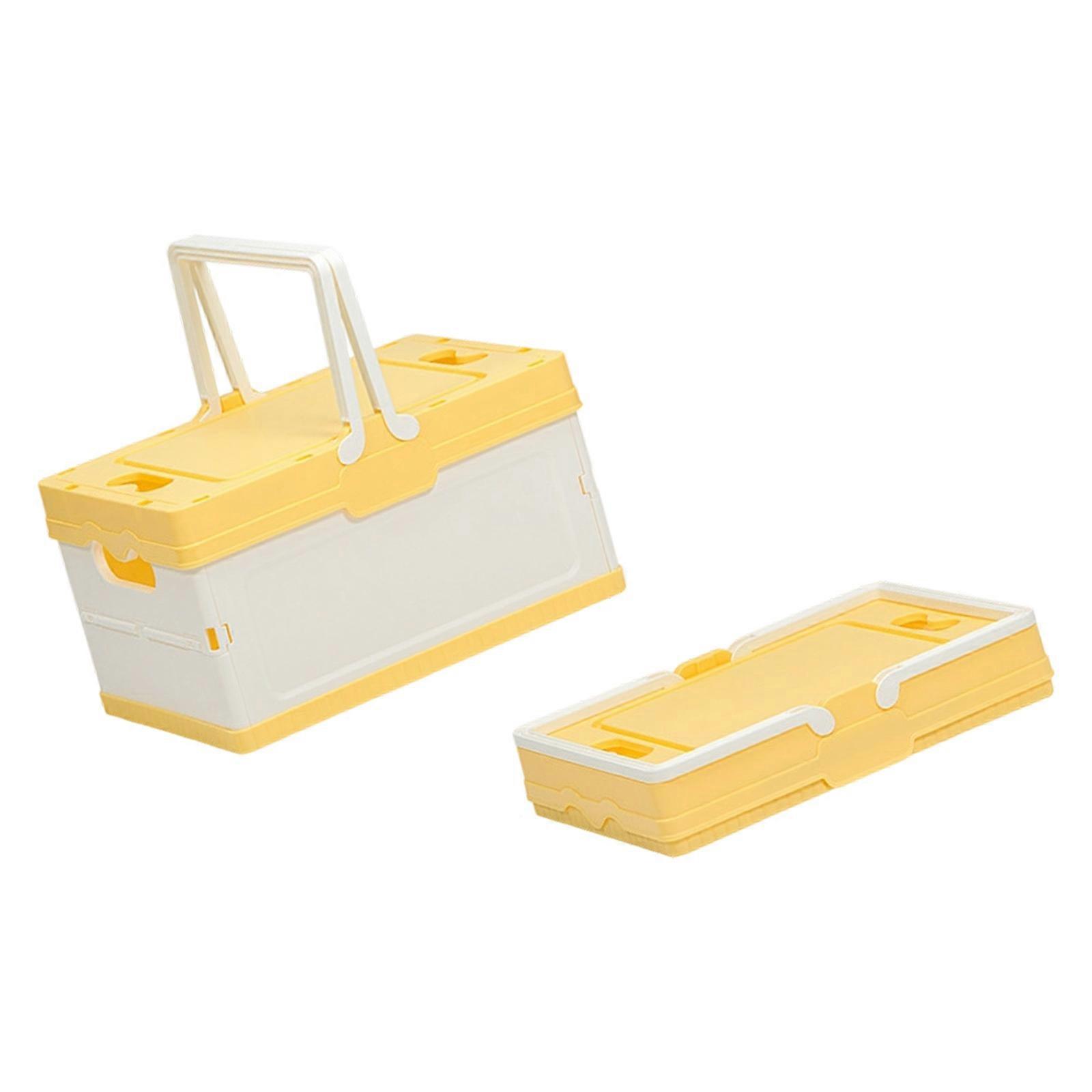Waterproof Folding Container with Lid for Camping Home Use Outdoor Gear Storage Organiser for Small Spaces  Yellow