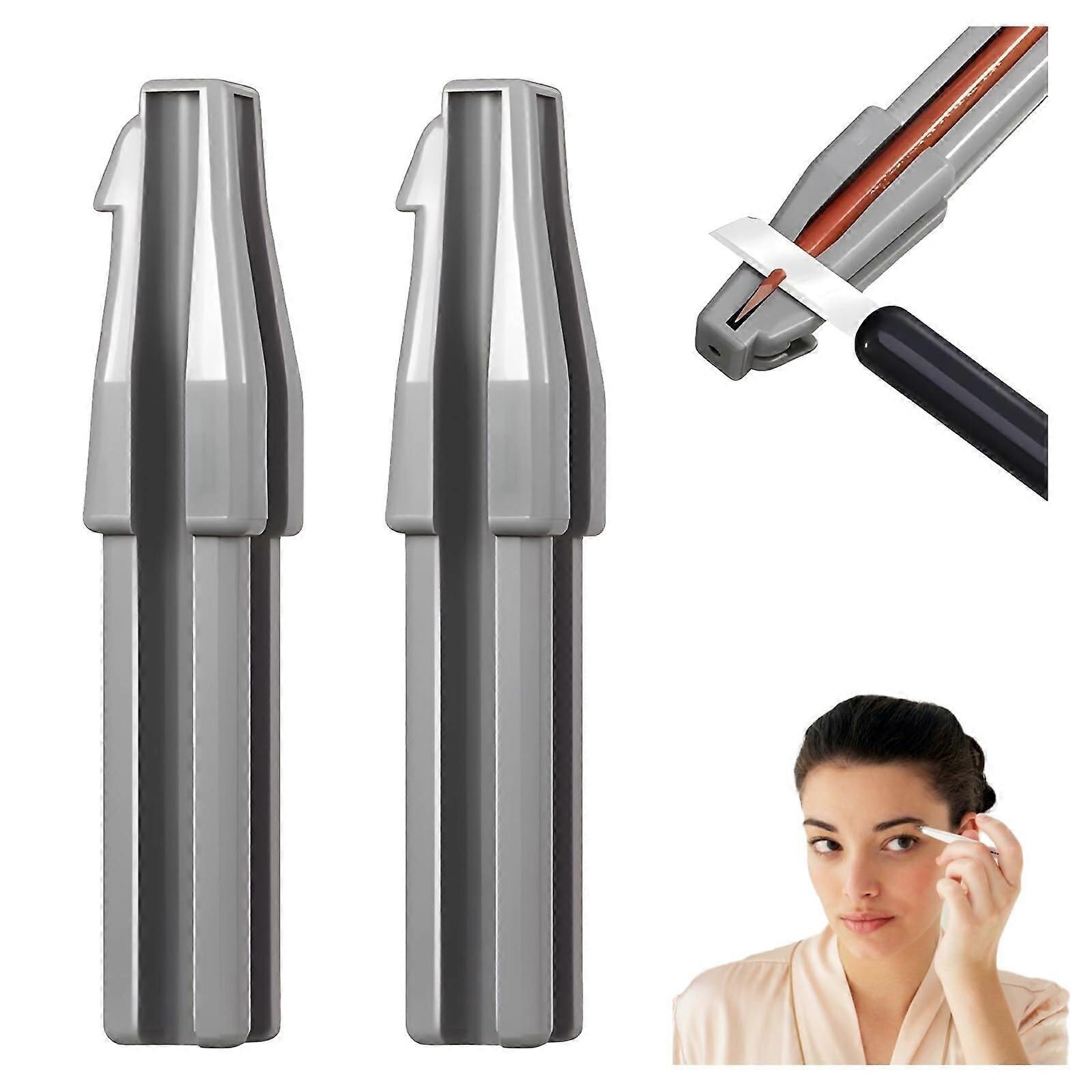 Eyebrow Pencil Sharpener with Stainless Steel Blade, Dual Hole Adjustable for Brow and Eyeliner 2 Pcs