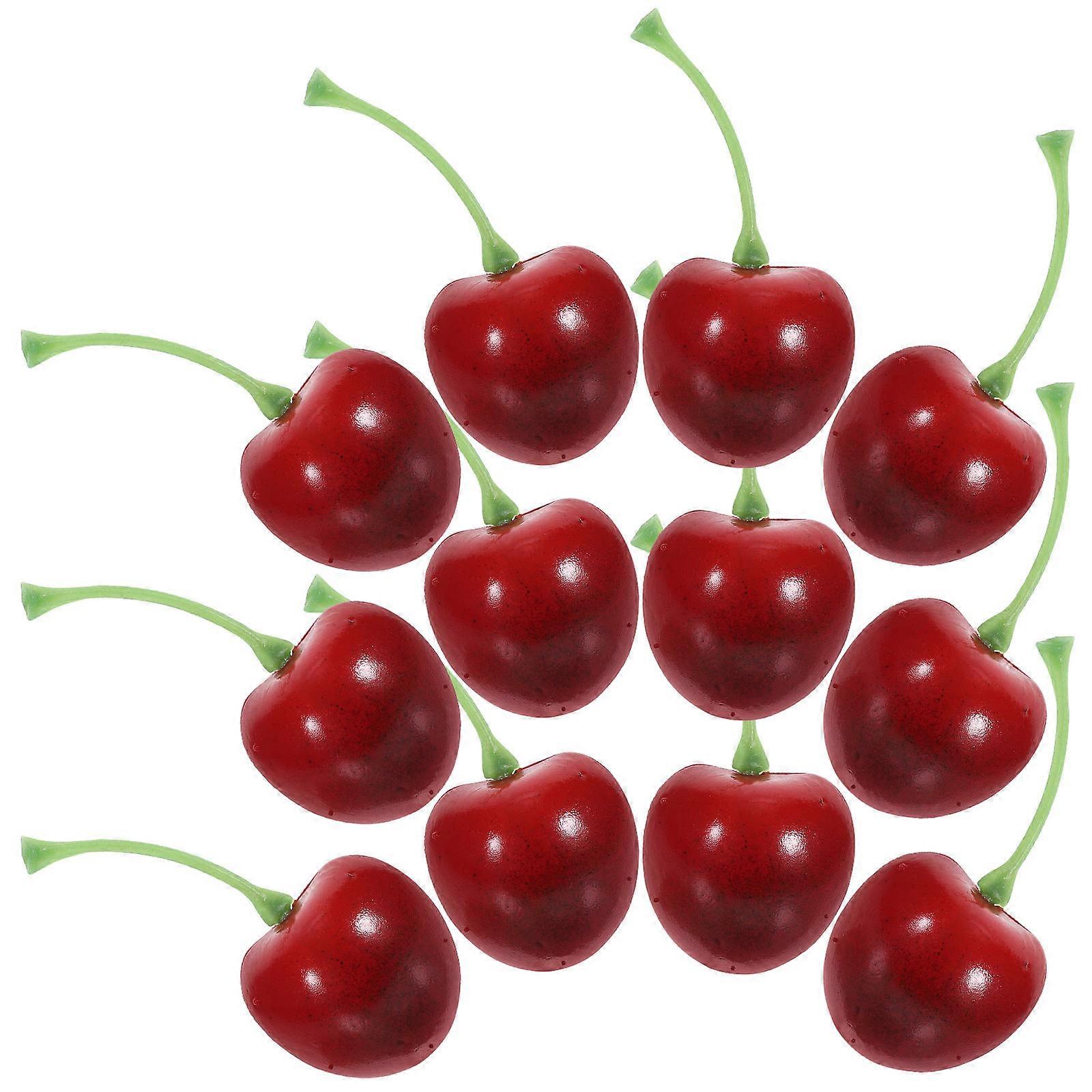 Simulation Cherry Model Decoration with 20Pcs Plastic Cherry Fruit Models for Display