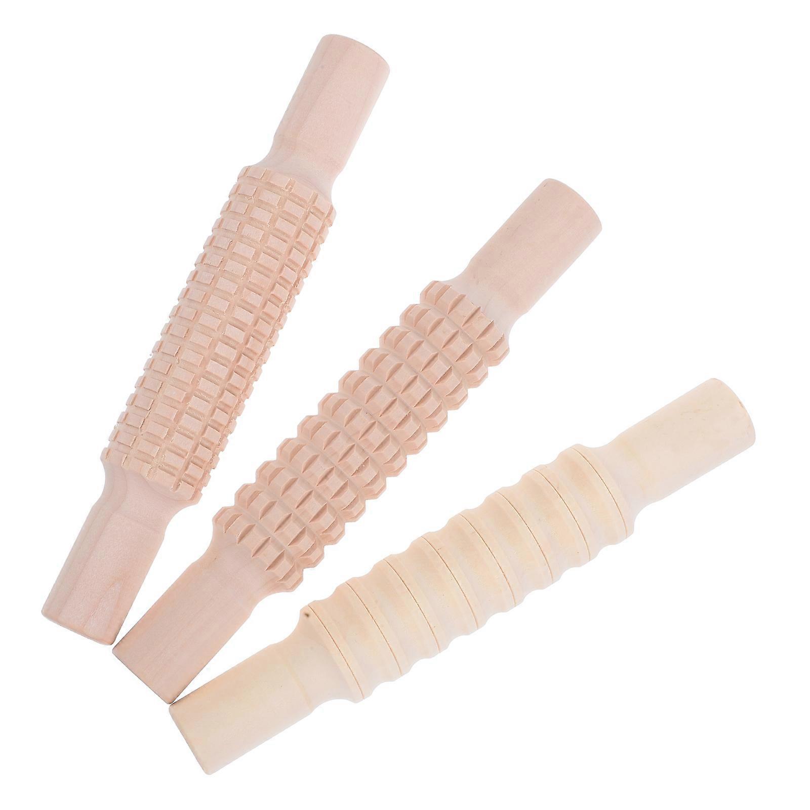 Children Embossing Sticks Clay Tools for Kids 3Pcs Textured Roller Set