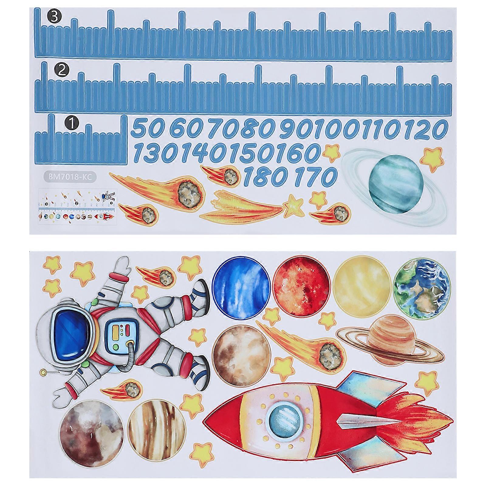 Dooding Height Chart Sticker Wall Mounted Height Ruler Space Theme Multi-Colored 60X30cm 1Set