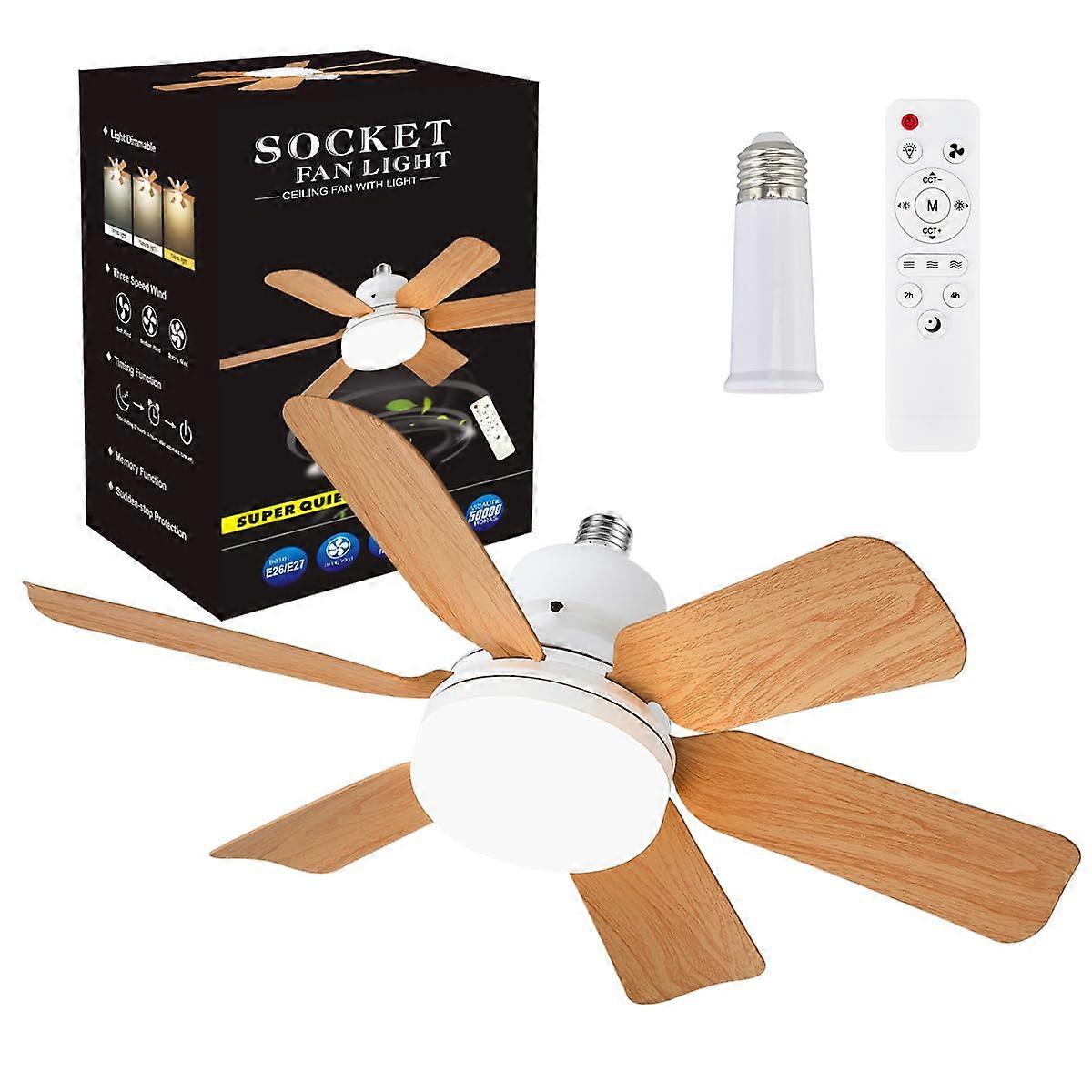 Ceiling Fan with LED Light and Remote Control, Wood Grain Blades, 2000 Lumens, 3 Colors