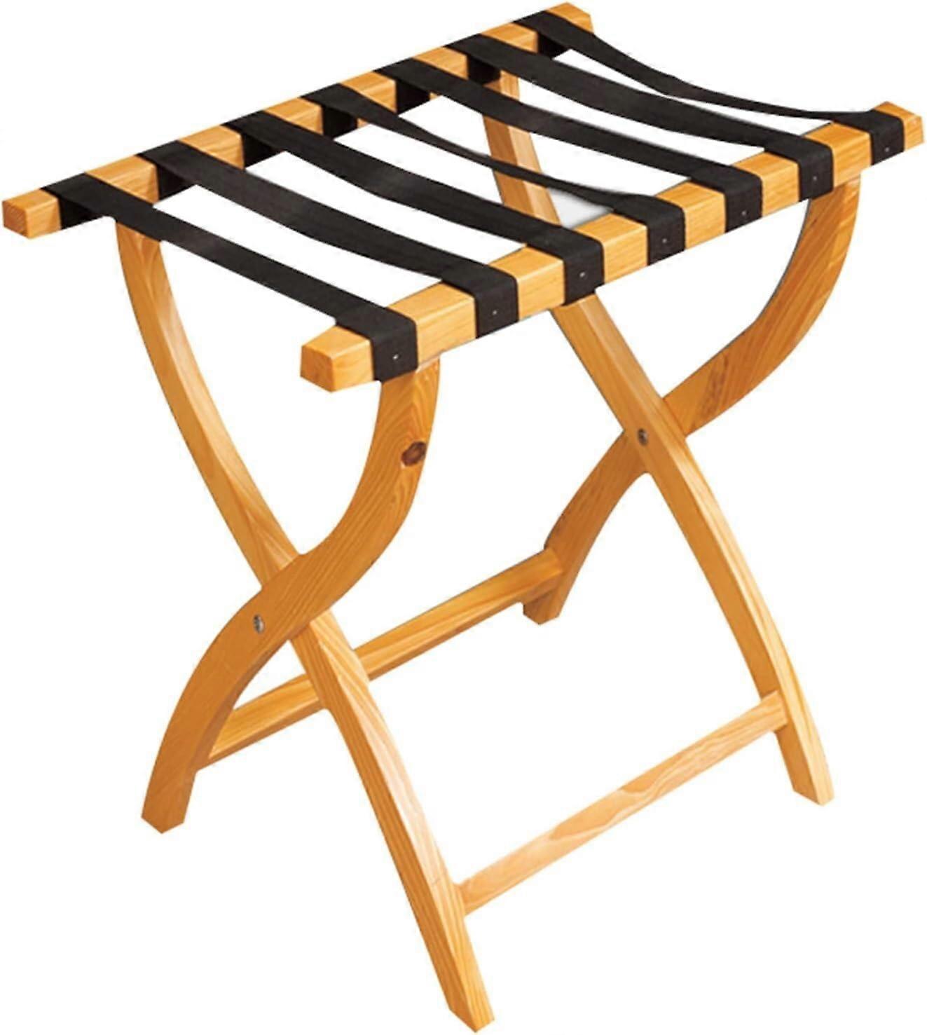 Wooden Folding Luggage Rack with Shelf for Guest Room Modern Beech Wood Durable Finish