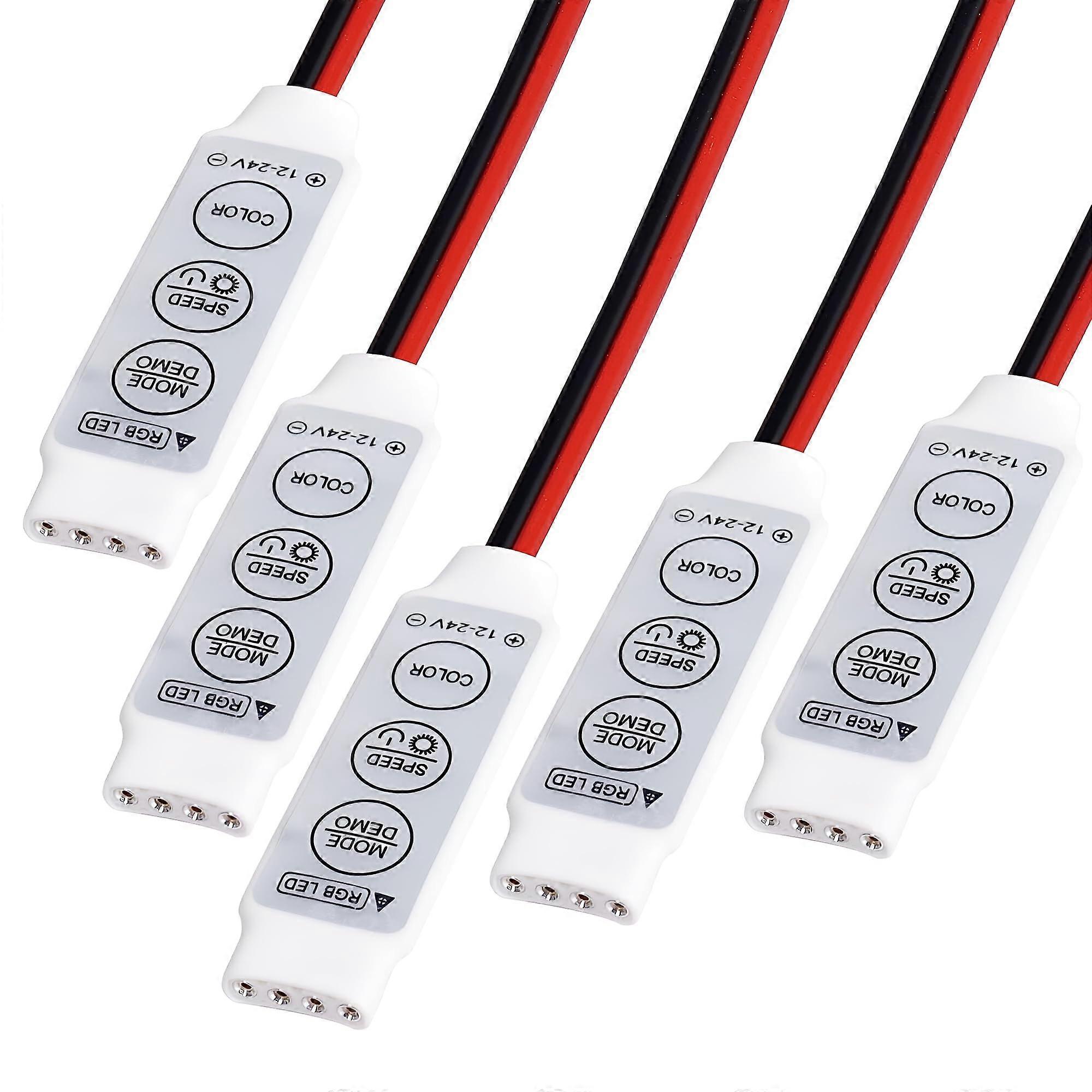 5 Pack 12V 24V RGB LED Strip Controller with 3Key Dimmer Switch for Easy Lighting Control