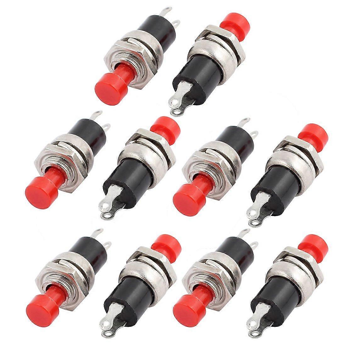 10Pcs AC125V 3A 7mm Mount Red Cap Momentary Push Button Switch SPST Normally Open