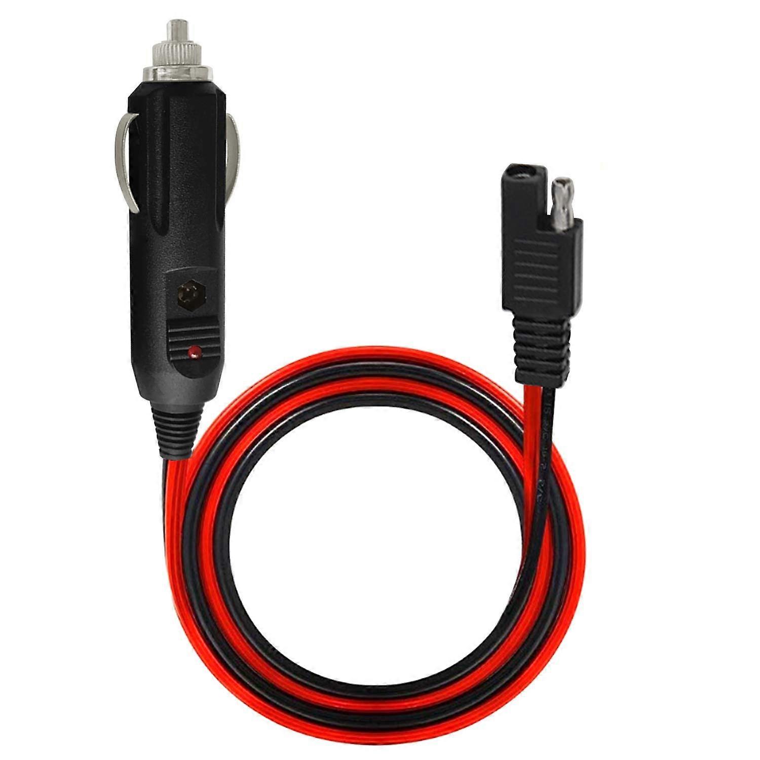 Cigarette Lighter to SAE Adapter 14AWG 12V Extension Cable with Quick Connection Fuse LED Light 3FT