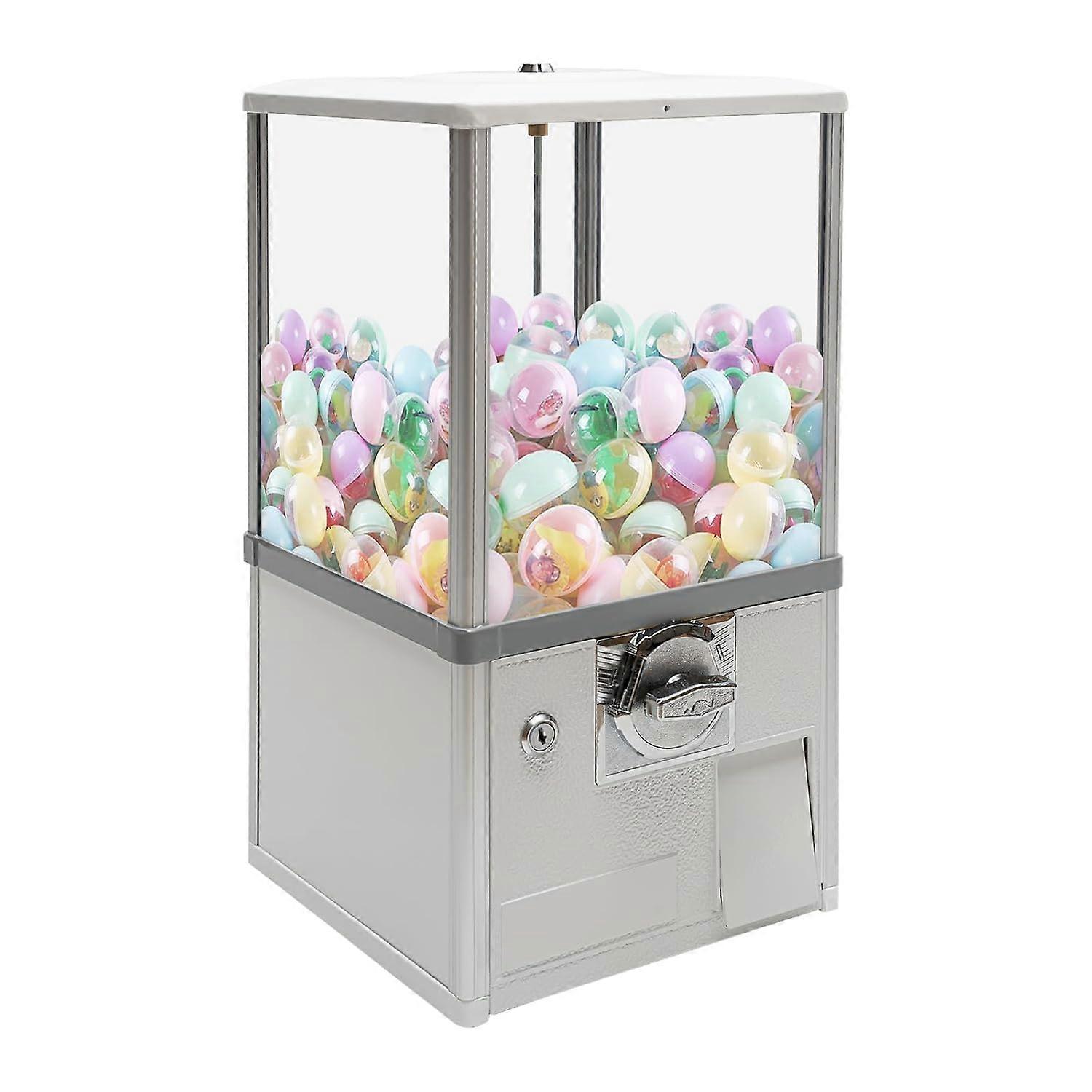 25 Cent Coin Operated Gumball Vending Machine with Secure Lock, Large Capacity for Candy and Toys, White