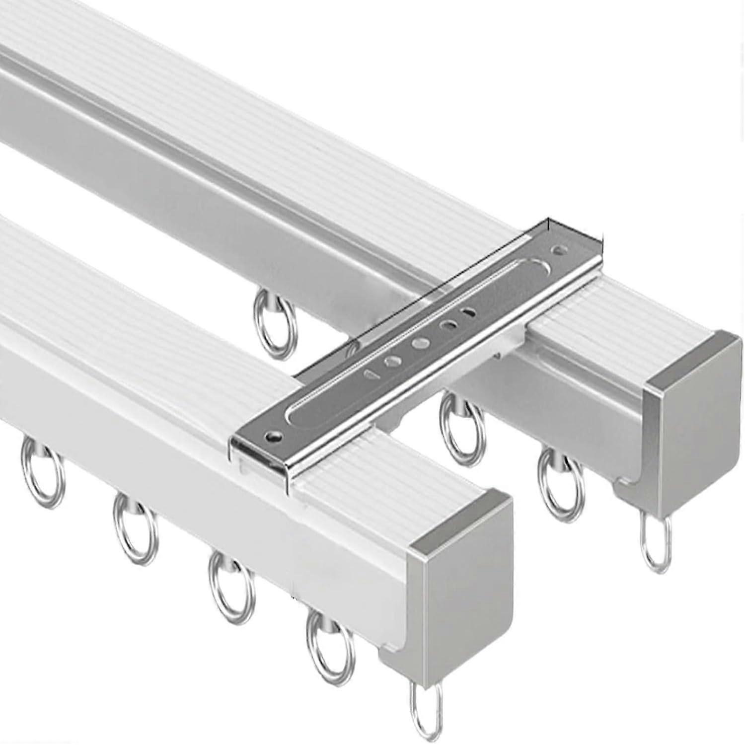 Curtain Track System 1.9m Aluminum Dual Layer Ceiling or Wall Mount Rail Kit with Rollers for RV and Home
