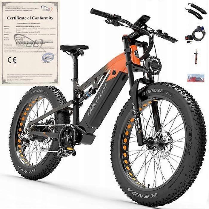 Bicicleta Elétrica - Lankeleisi - RV800 Plus - 750W - 48V 20AH - 26 polegadas - Laranja