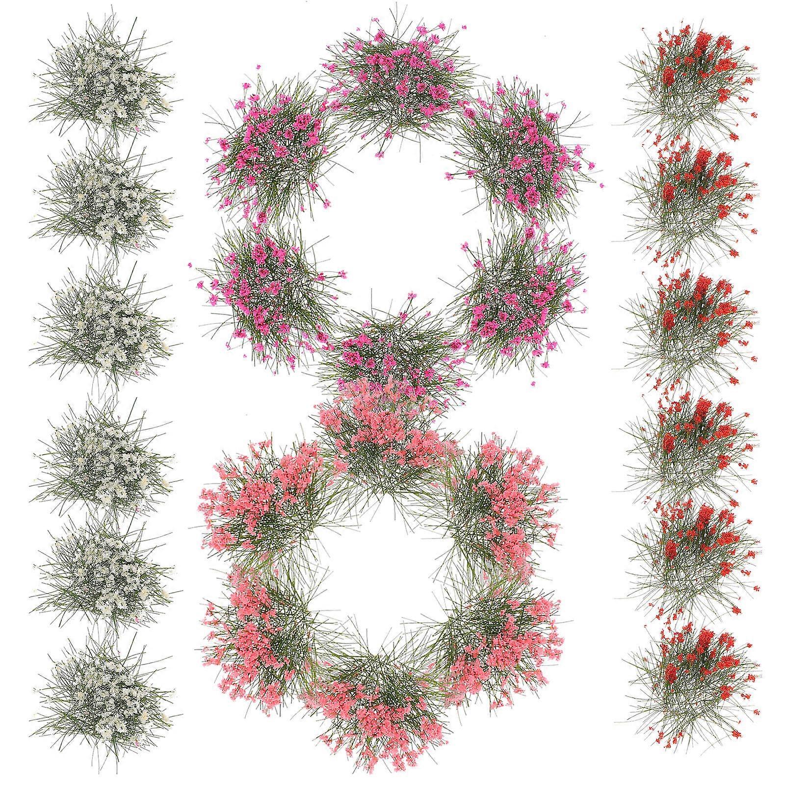 Miniature Grass Flower Tuft Model Decorative Cuttable Peach 5Pcs