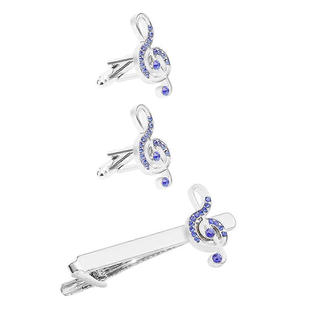 Music Note Men Cuff Links and Clip for Business 2Sets
