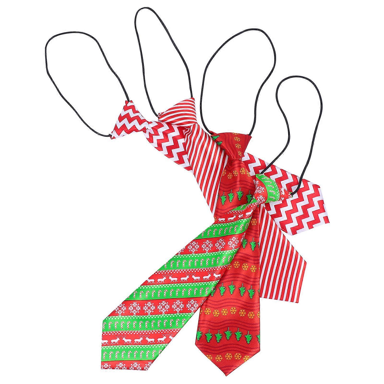 Weihnachtskrawatten für Kinder, 4 Stück, aus Polyesterseide