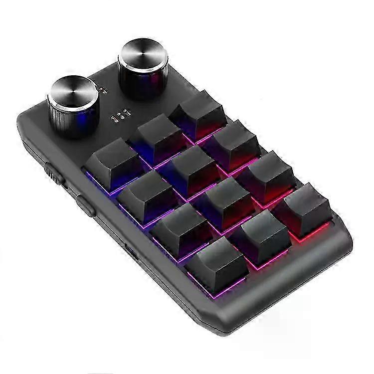 25-26 Bluetooth Wireless Mini Mechanical Keyboard-12 Keys,2 Knobs,Custom Programming,Black Black