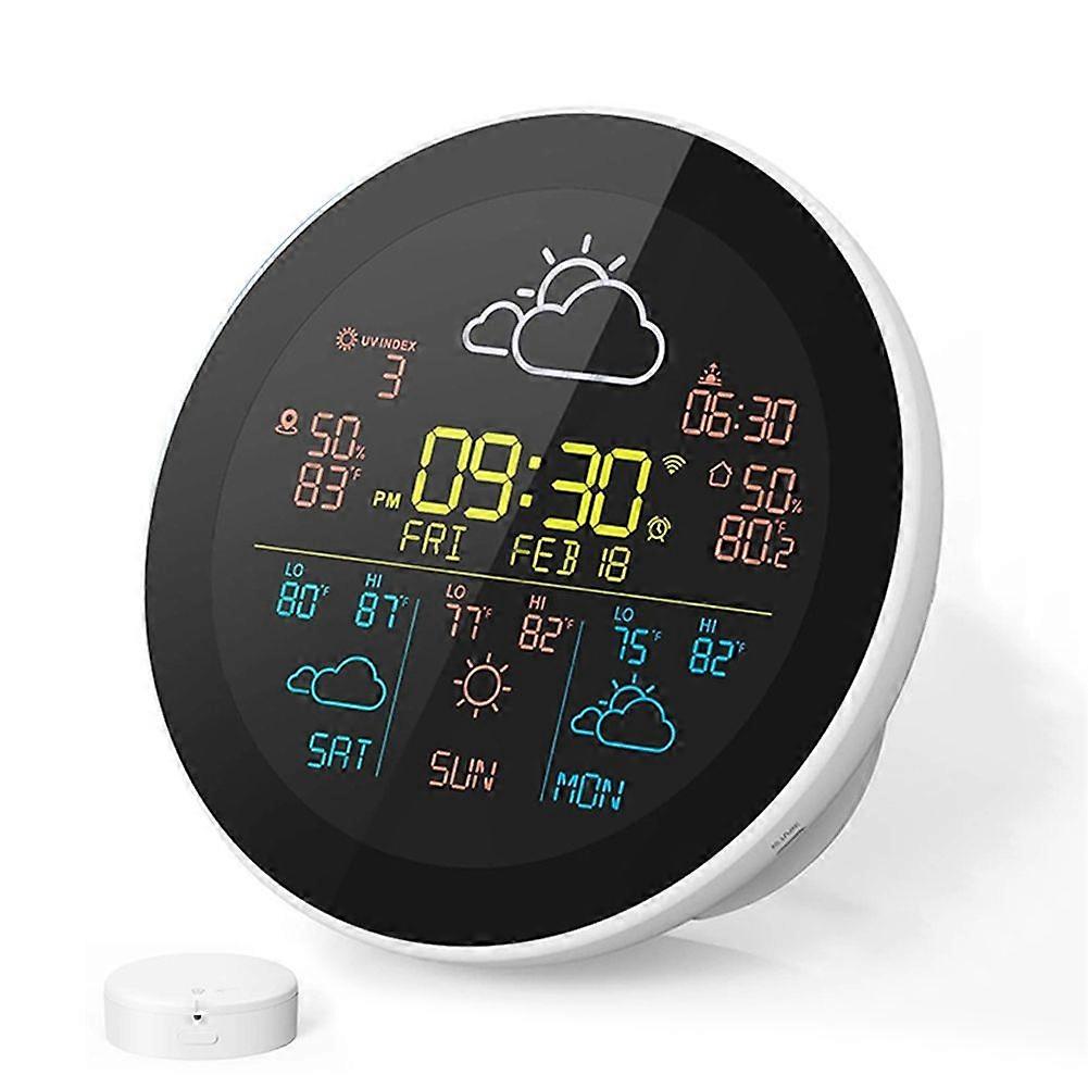 Tuya WiFi Weather Clock Wireless Thermometer Hygrometer with Alarm Clock Function LCD Display Weather Station