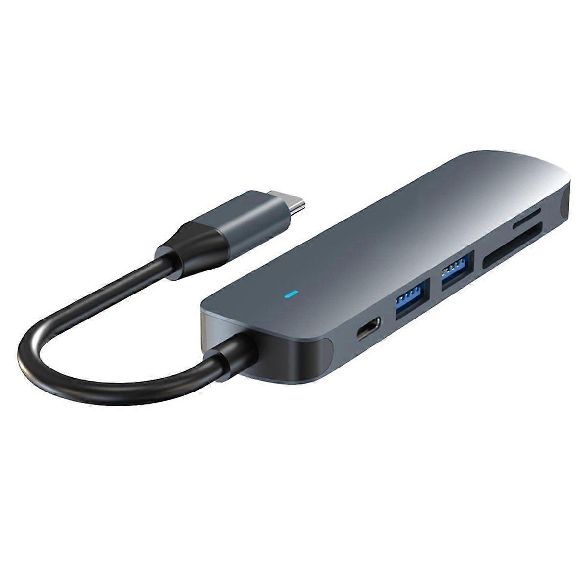 Type-C 6-in-1 USB Hub 3.0 Splitter with PD 100W Charging & 4K Multi-Functional Extender