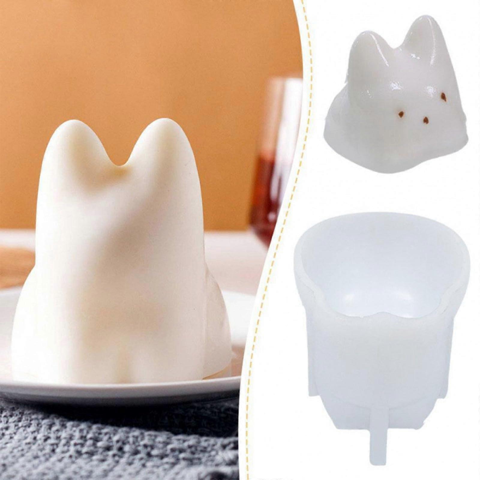 3D Cat Silicone Mold for Cake Chocolate Mousse Jelly Ice Cube Candle Making White