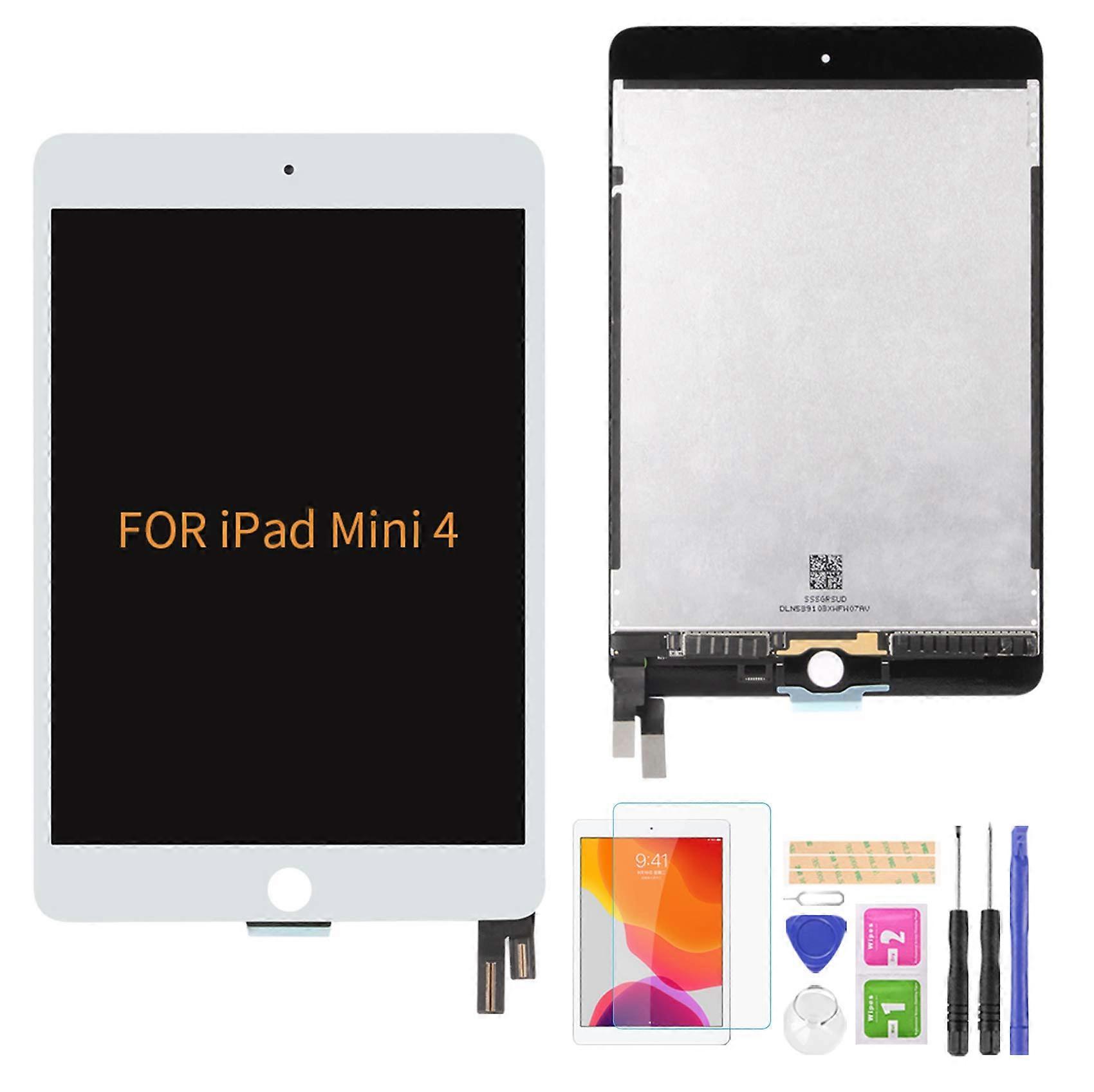 Screen Replacement LCD Touch Digitizer Assembly for iPad Mini 4 A1538 A1550 White with Tools and Protector