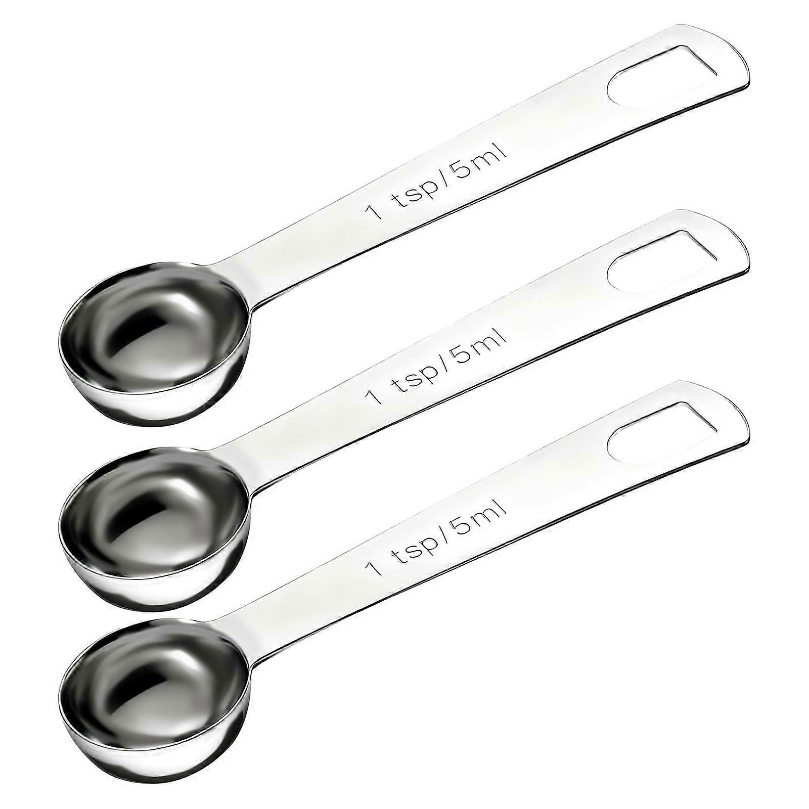 Stainless Steel Measuring Spoons Set 3pcs 5ml Teaspoon Scoop Short Handle for Precise Cooking Baking