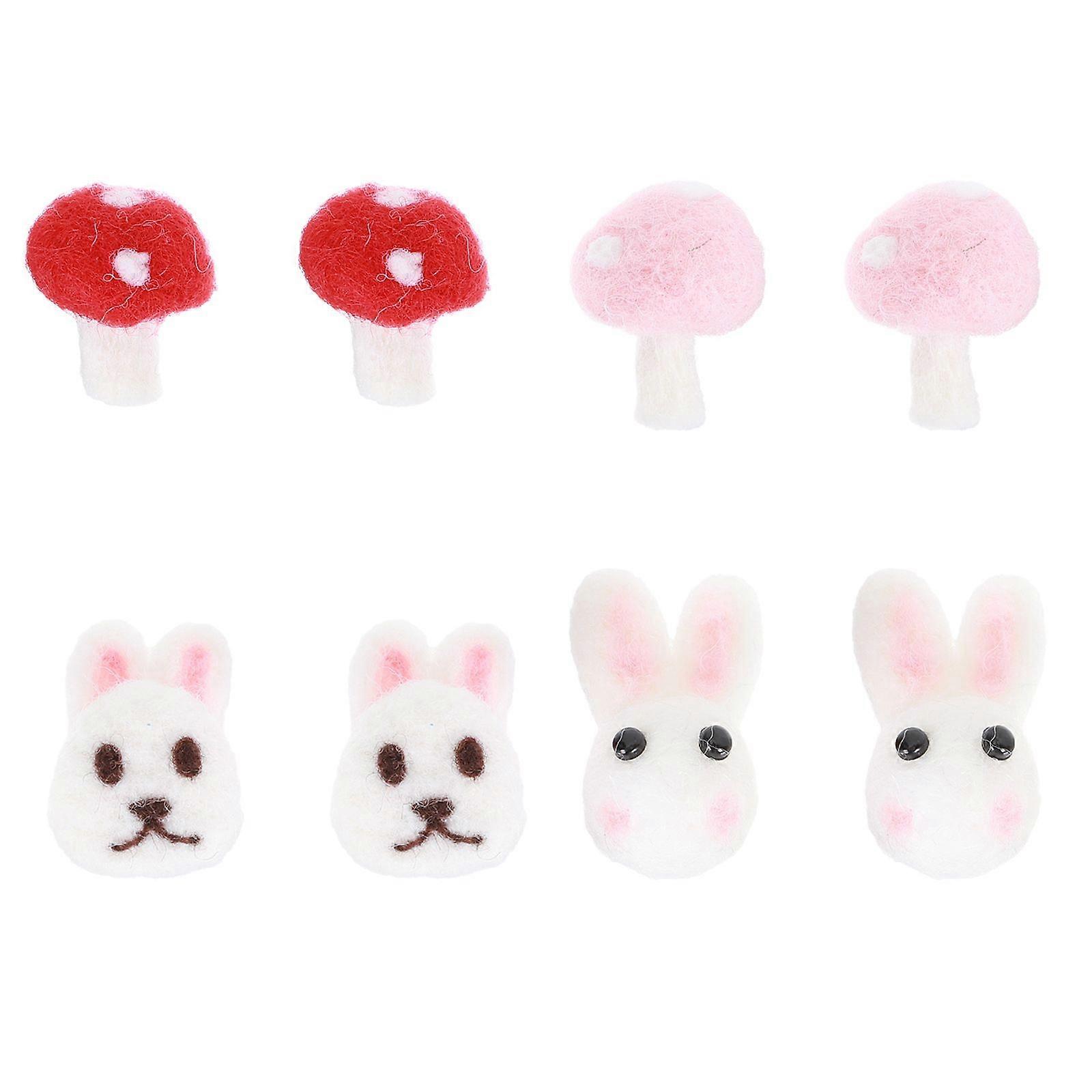 8pcs Easter Wool Felt Craft DIY Decors Wool Felt DIY Rabbit Mushroom Accessories