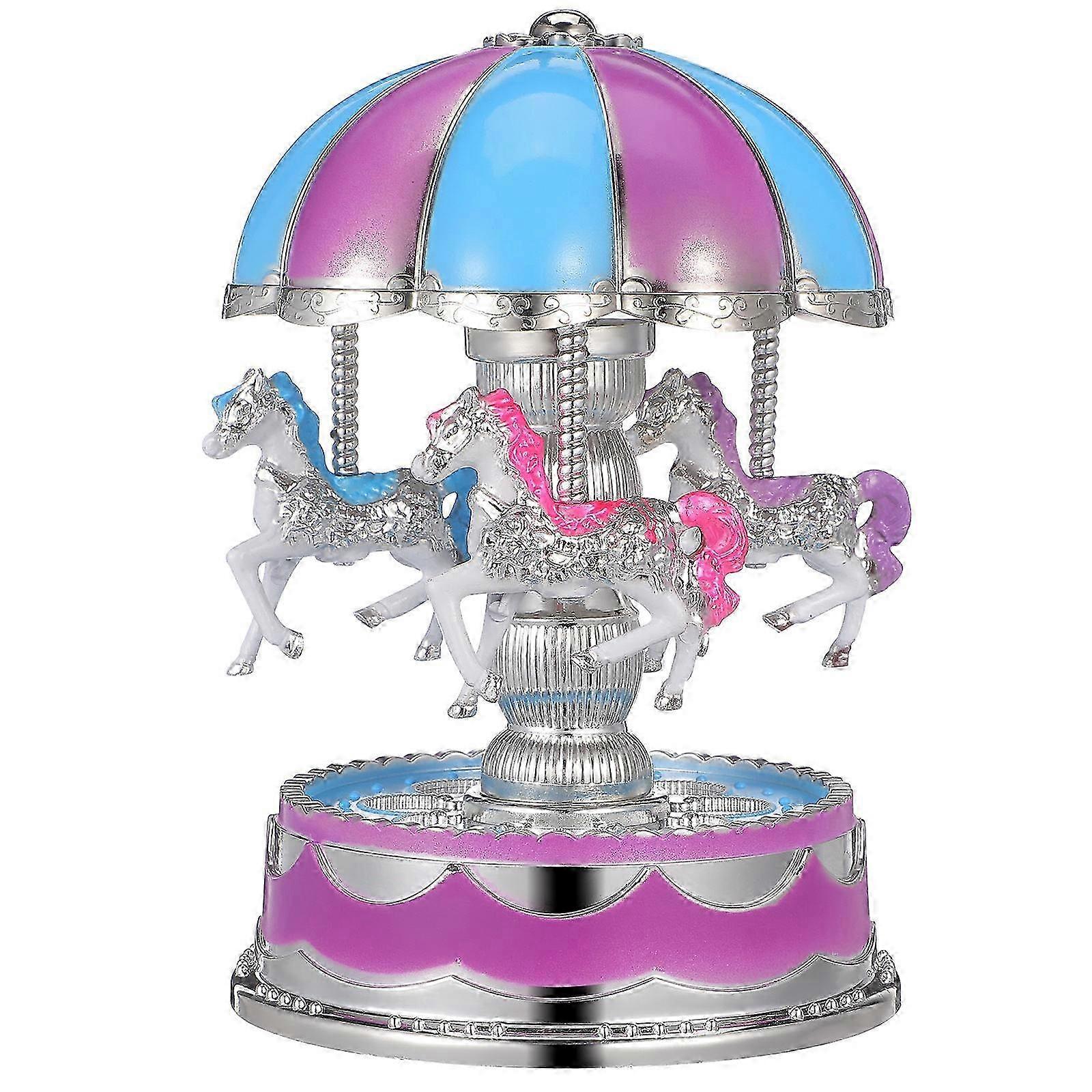 Carousel Music Box Rotate with LED Light Lavender
