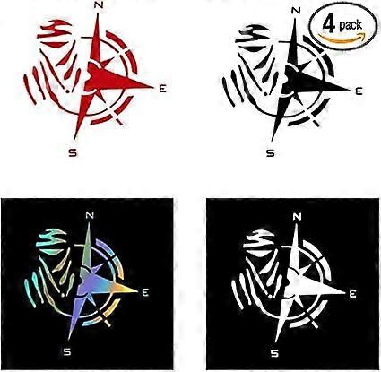 4-piece compass outline car sticker set