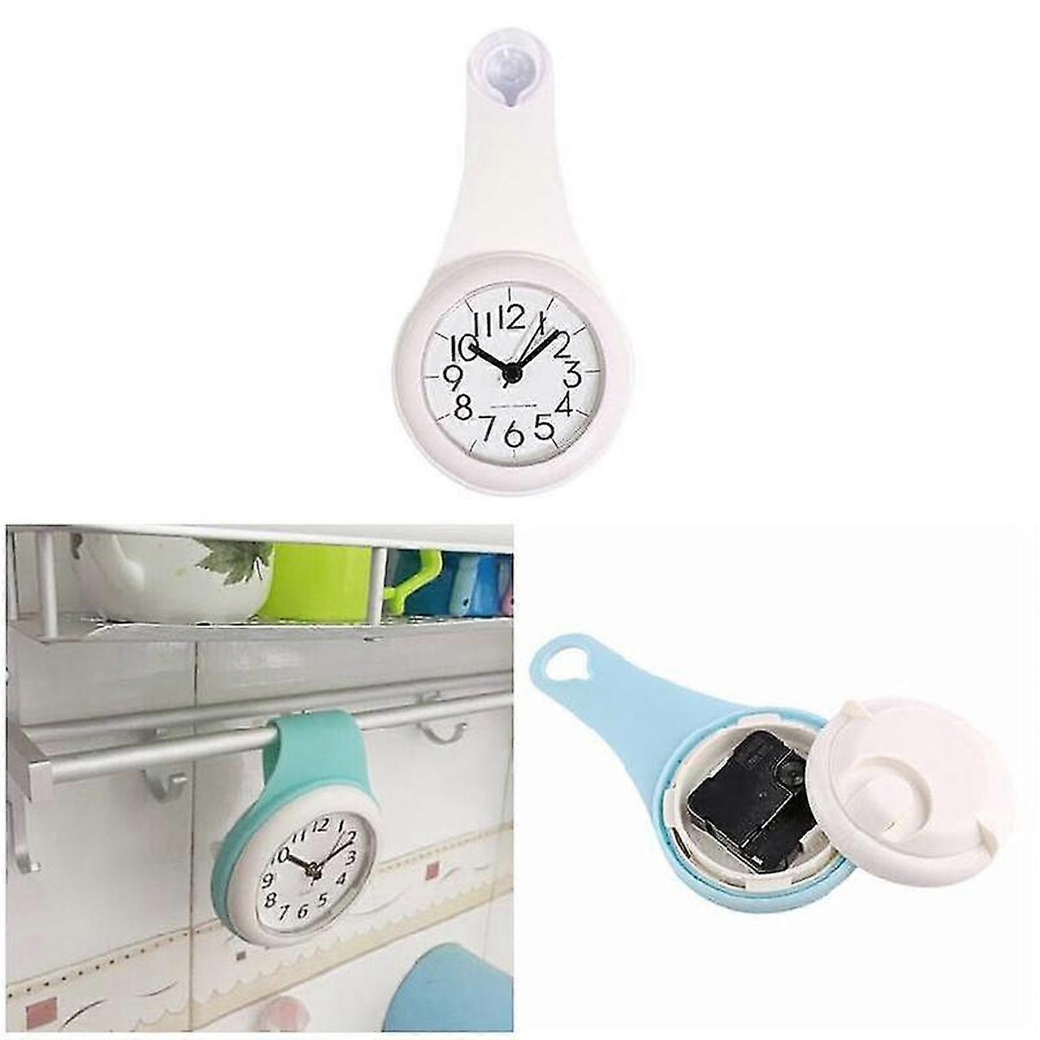 Wall Clock Kitchen Bathroom Waterproof Clock Mute Shower with Suction Cup