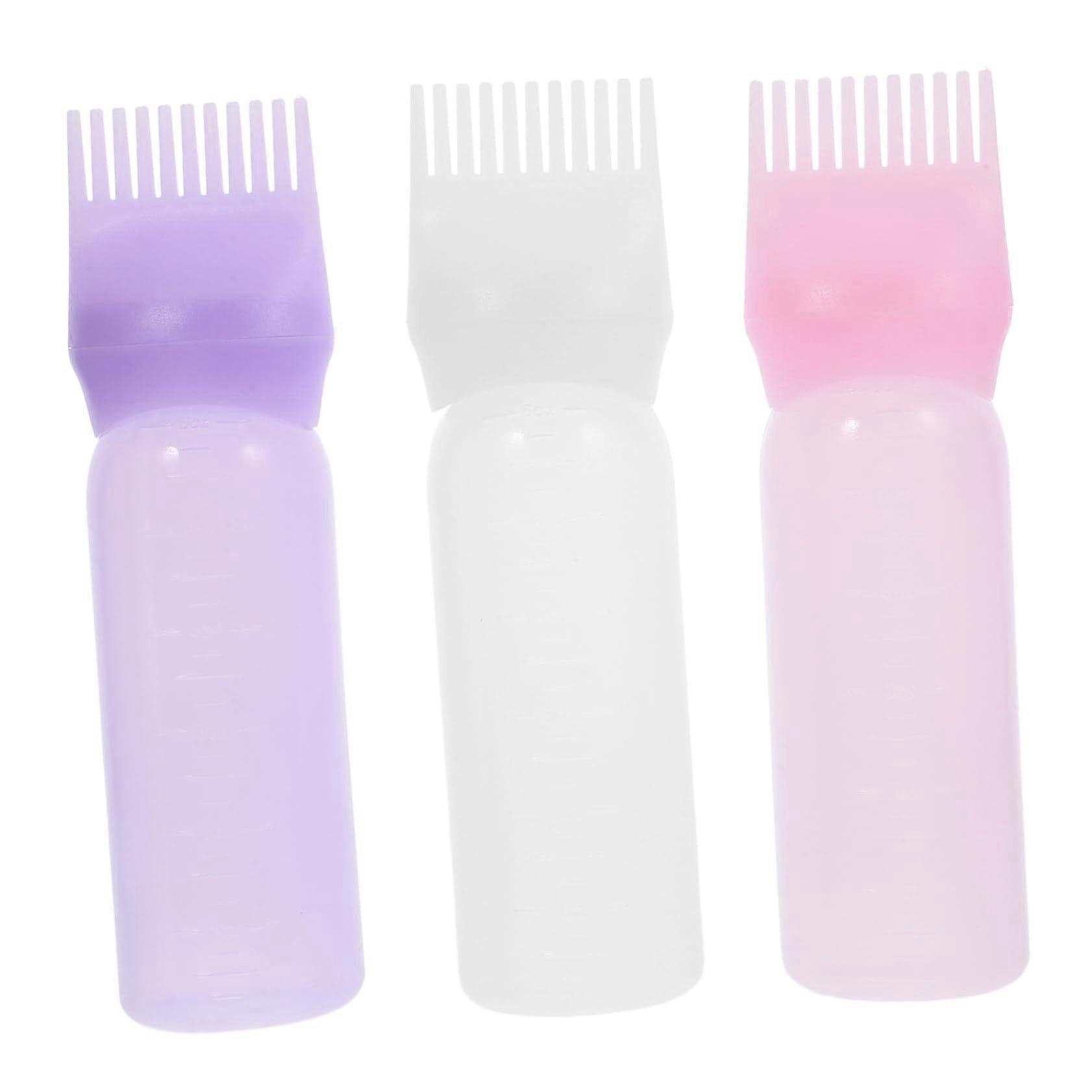 3pcs Hair Dye Applicator Bottle with Comb for Even Color Distribution and Root Coverage