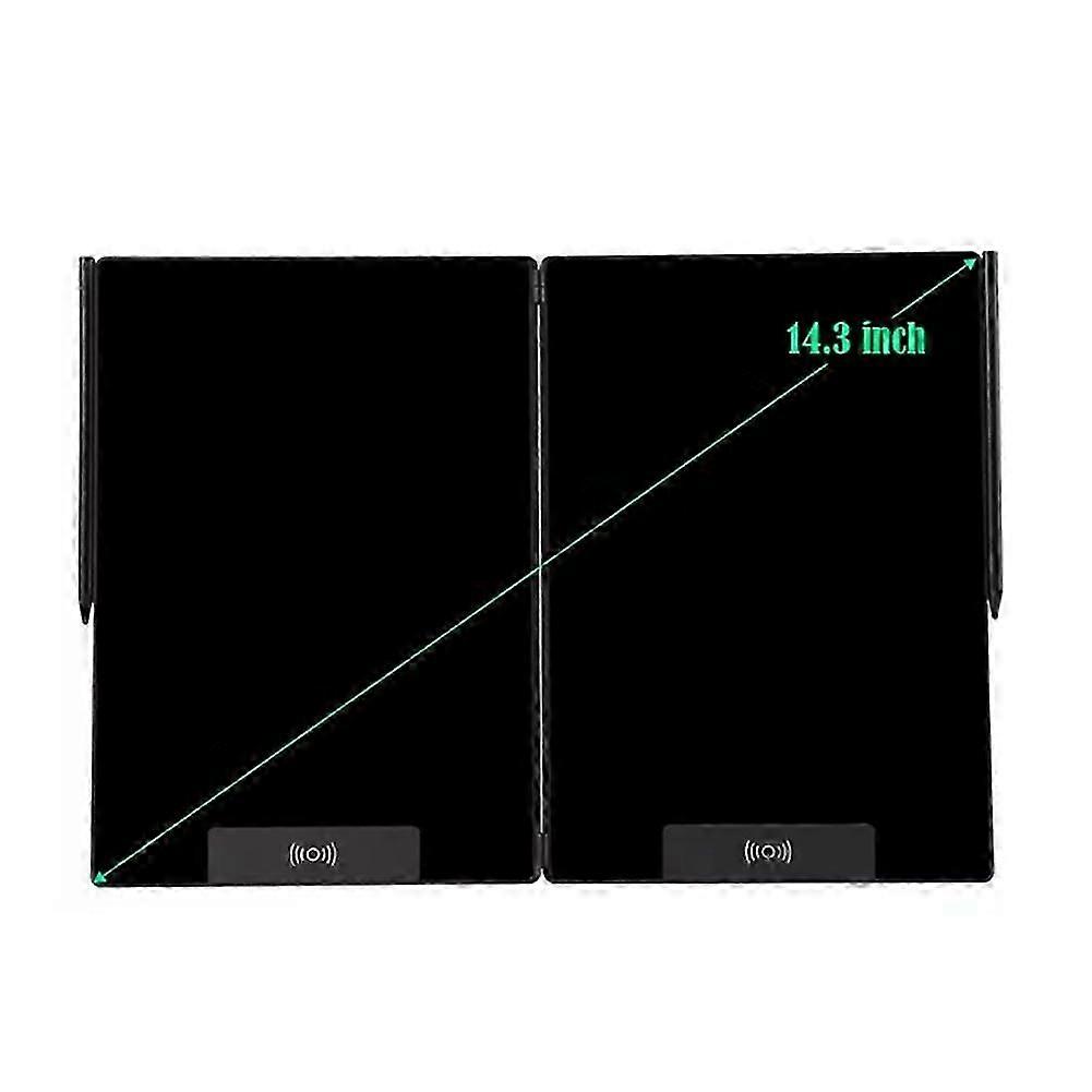 14.3-Inch Folding LCD Handwriting Writing Tablet with Split Screen Erasable Electronic Drawing Board and Note Book Black