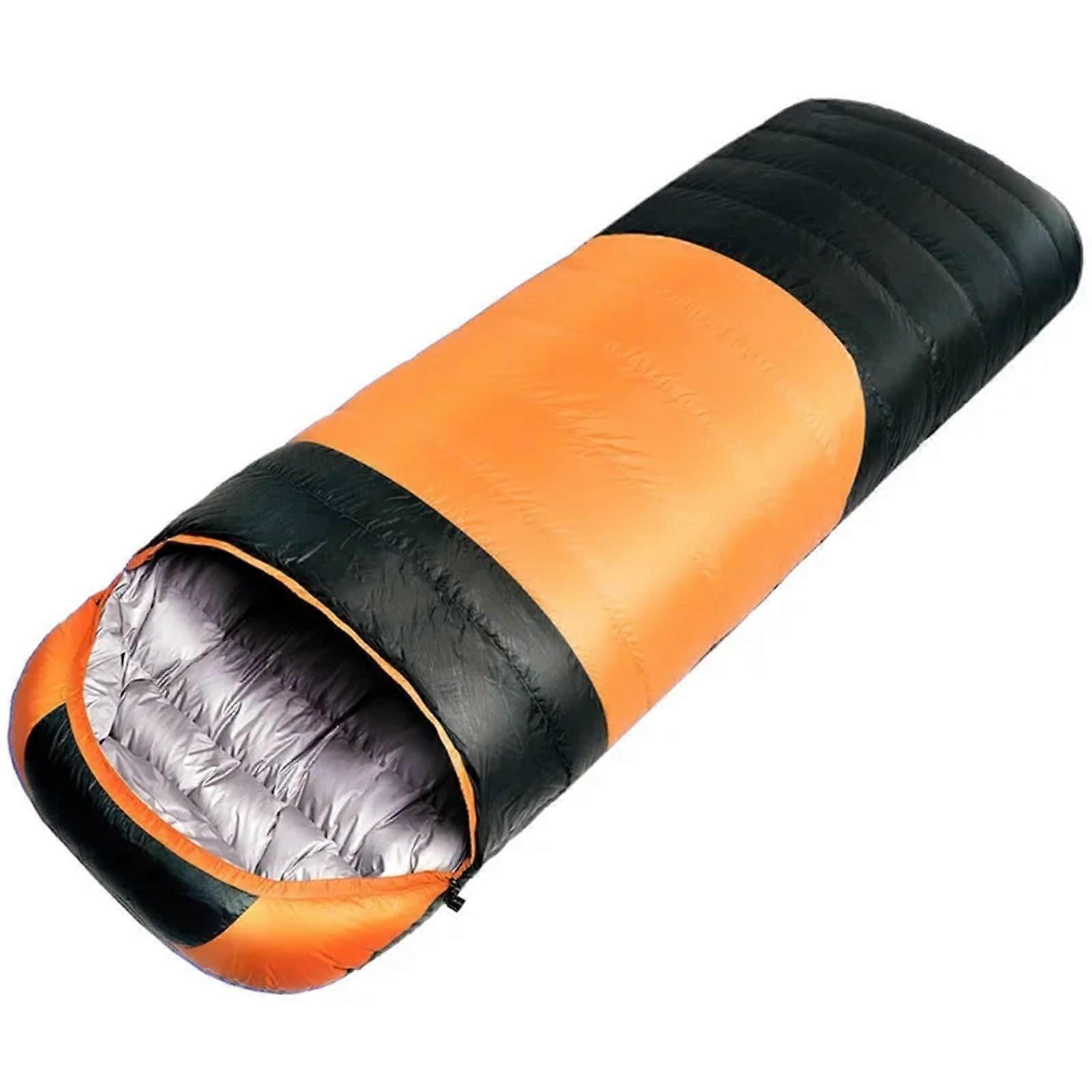 Ultralight Winter Camping Sleeping Bag with Down Cotton, Spacious Interior, Orange for Adults