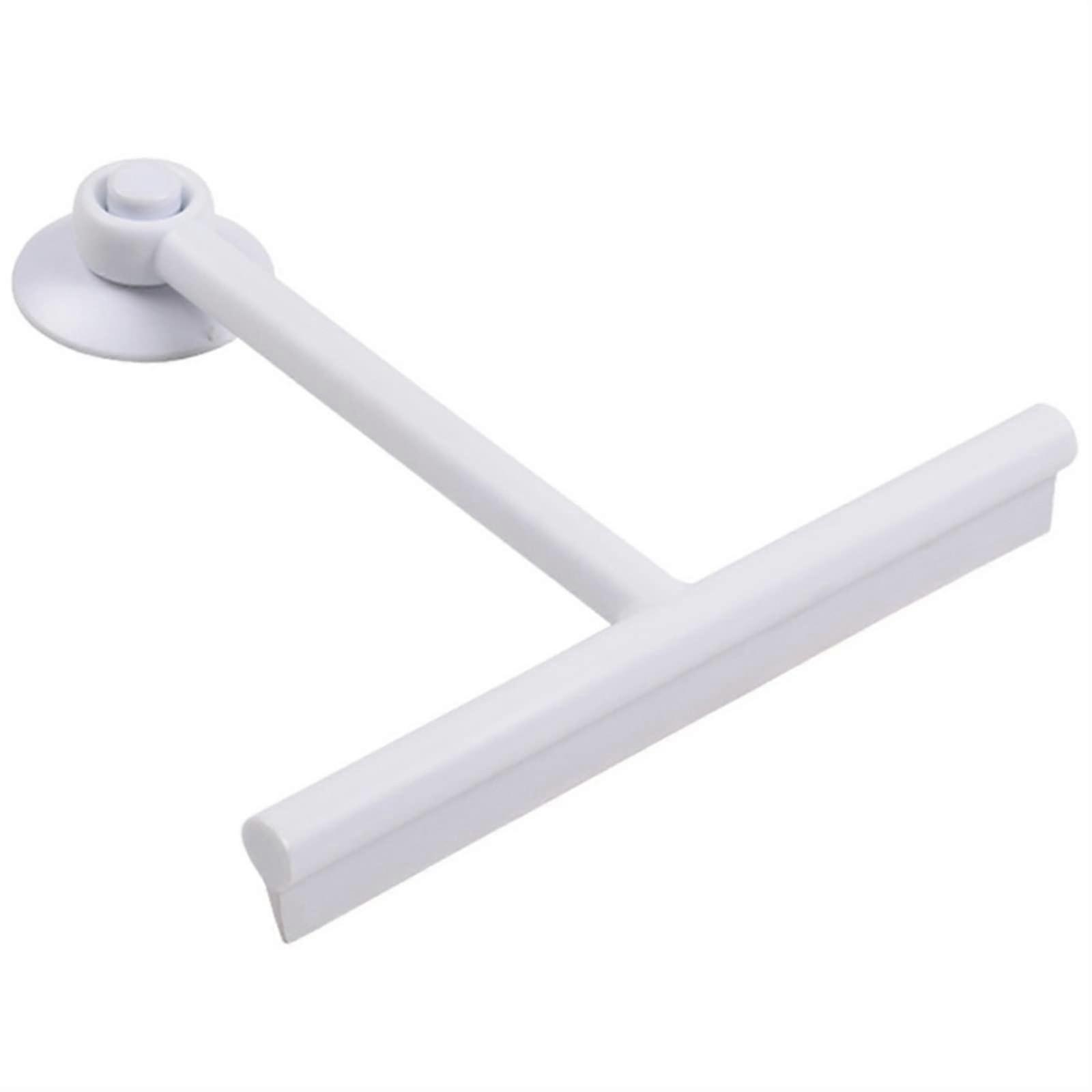 Shower Squeegee with Silicone Blade for Windows Mirrors Tiles Countertops White Long Handle