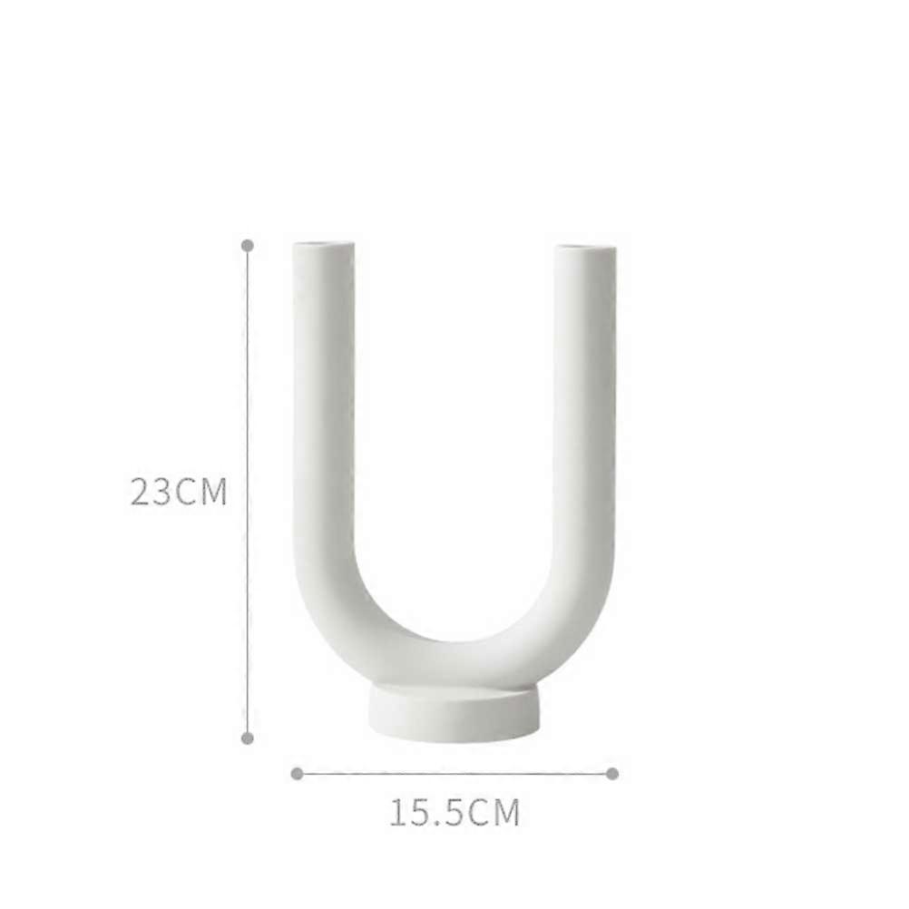 Candle Holder Creative Ceramic Candlestick for Decoration D White