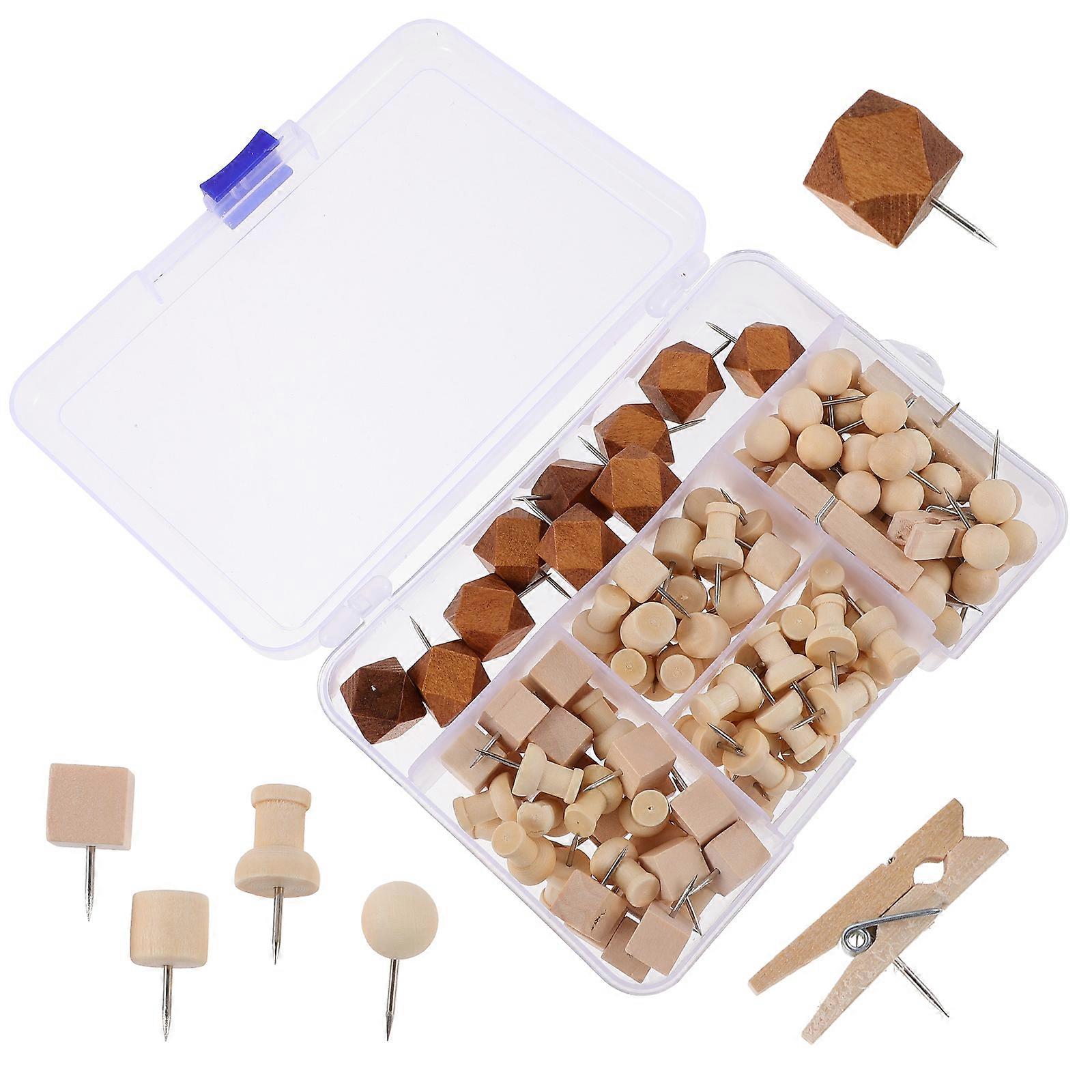 Wood Pushpins for Fixing Multi-Function Thumb Tacks 1 Box Assorted Color
