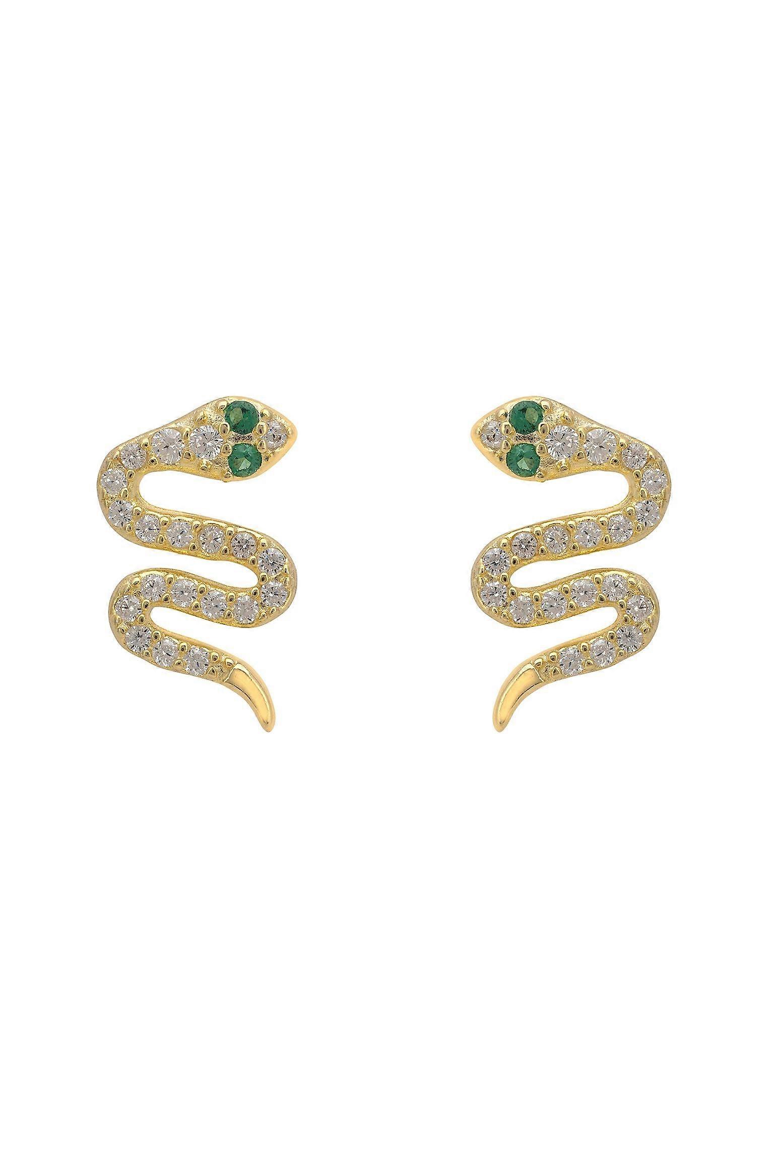 Slither Snake Stud Earrings Cz Gold