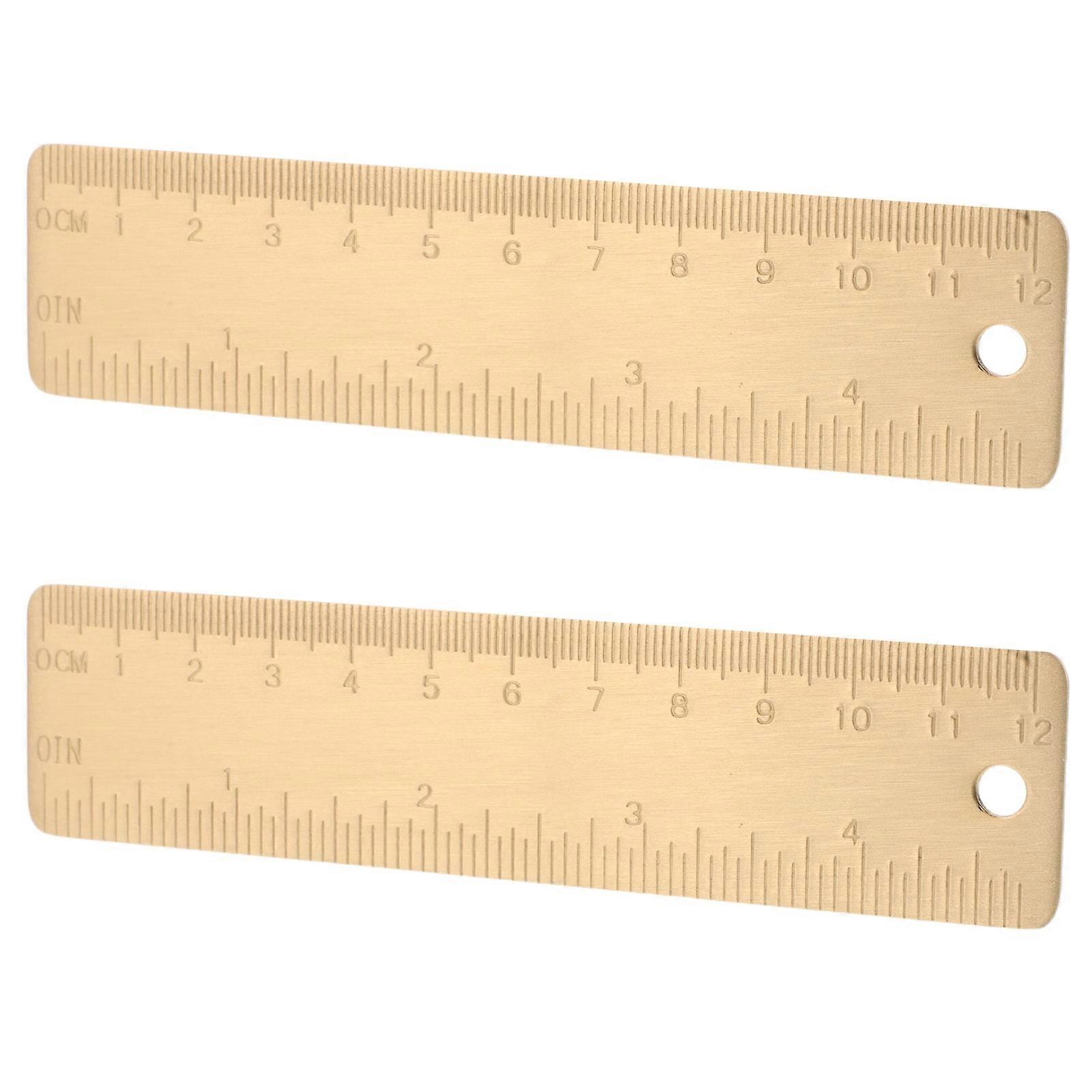 Compact Brass Ruler Golden Multifunctional Scale Drawing Tool for Artwork
