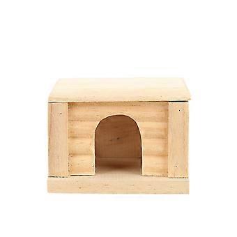 Hamsterhaus aus Holz, natürliche Holzhütte mit Tür