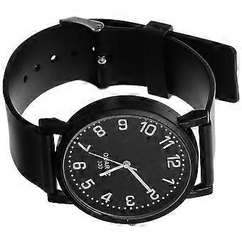 Montre-bracelet décontractée et ajustable pour adolescents, idéale pour les activités d'intérieur. Matériau : silicone noir. Affichage de l'heure. 1 pièce.