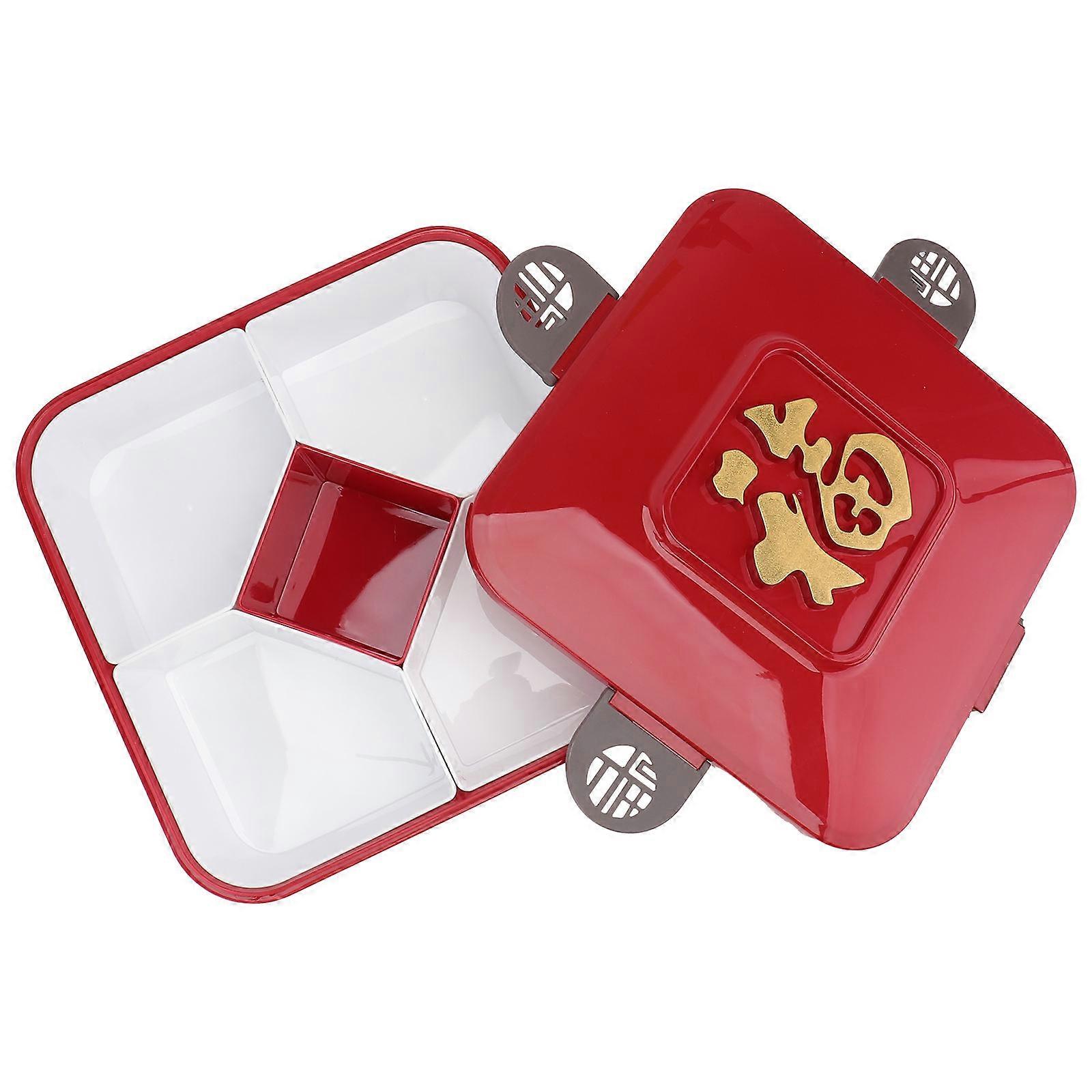 Plastic Candy Tray for Storage 1Pcs Red Multi-Grid Snack Serving Tray