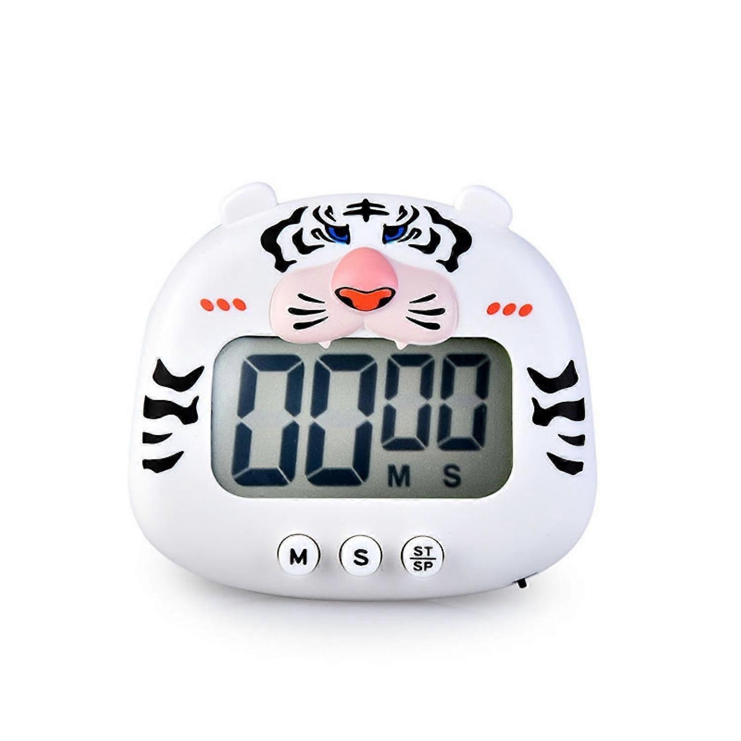 Countdown Timer Digital Cooking Timer with Magnetic LCD Large-Screen Visual Clock  Hangable Alarm Clock --- White Tiger