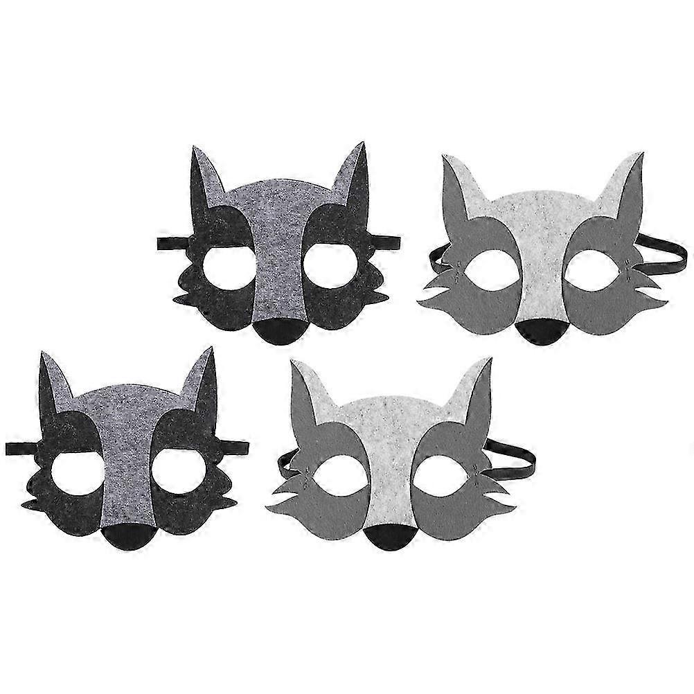 Felt Wolf Mask Half Face Mask compatible with Masquerade 4Pcs Assorted