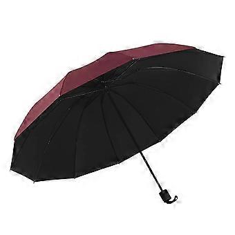 Super Large Foldable Umbrella Black Sun Protection Reinforced 12 Bone Sturdy for Three Men and Women Manually Open C JH3