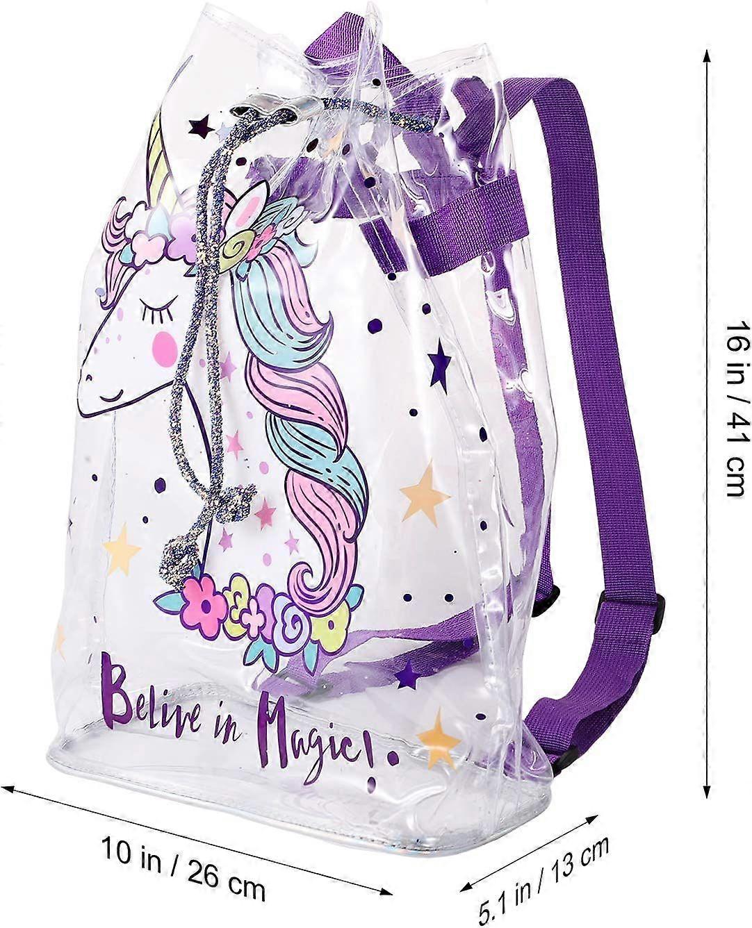 Unicorn Backpack Transparent Backpack Clear Drawstring Backpack for Girls Kids
