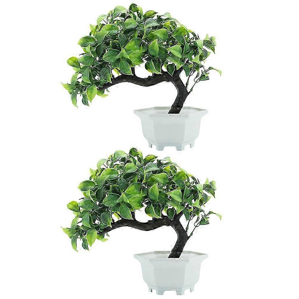 Simulation Pine Tree Decor 2Pcs Lifelike Potted Artificial Bonsai