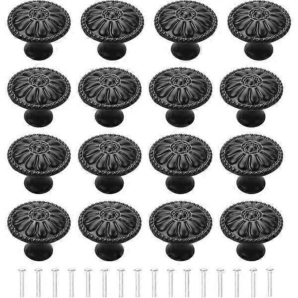 16 pcs Black Door Knobs Kitchen Cabinet Handles Drawer Knobs Vintage_OF [XR]