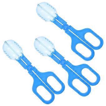 Portable Blue Pet Poop Clamp for Reptile Waste Picking 3Pcs Set