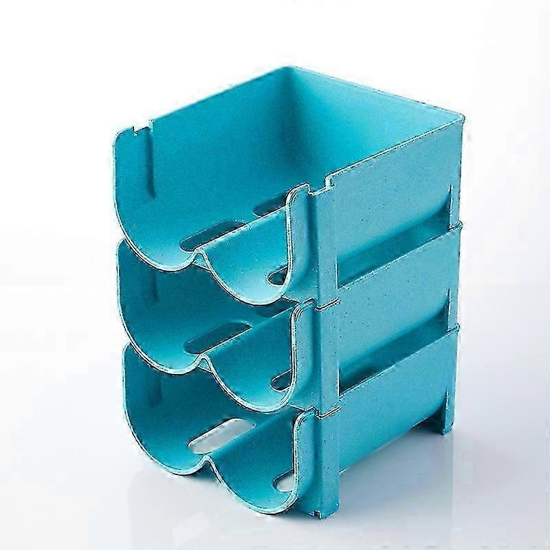 3 Pack Refrigerator Bottle Holder, Stackable Refrigerator and Beverage Holder, Beer Can Storage Box, Blue