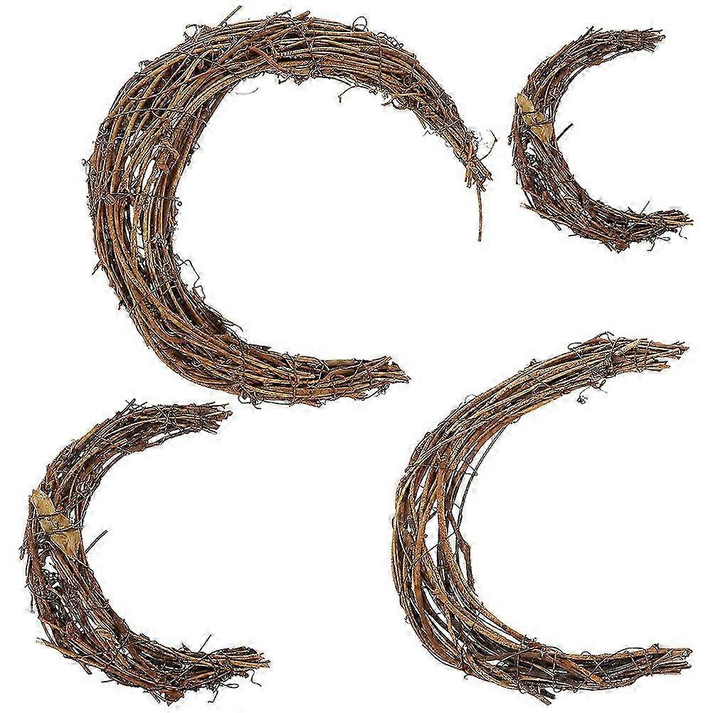 Natural Rattan Moon Wreath Frames Set