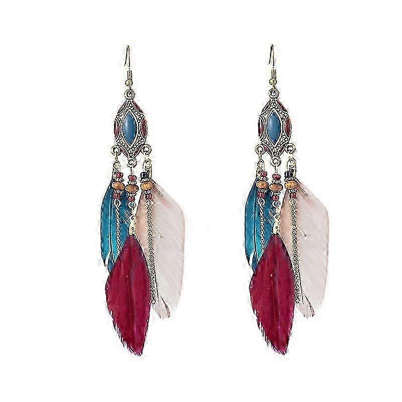 Feather earrings deep color