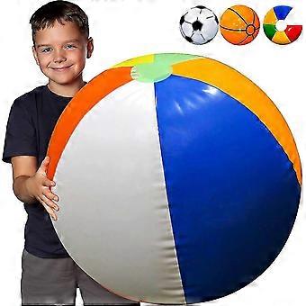 27-Inch Durable PVC Beach Ball with Quick Inflate Valve - Outdoor Party Decor & Pool Games for Kids/Adults (Rainbow Design)