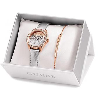 Guess watches ladies glitter watch for Women Analog Quartz with Cowhide Bracelet UBS82108-S